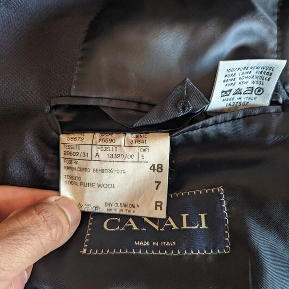 Canali Men's Navy Blue 100% Wool 3-Button Sport Coat Blazer Jacket Size 40R - Picture 3 of 6